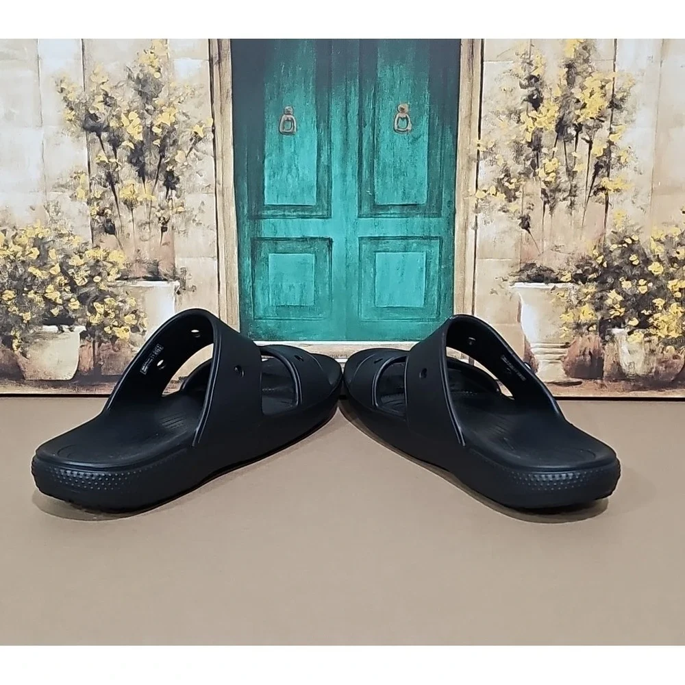 Crocs‎ Mens Size 13 Clogs Straps Black Slip On Beach Outdooor Rubber